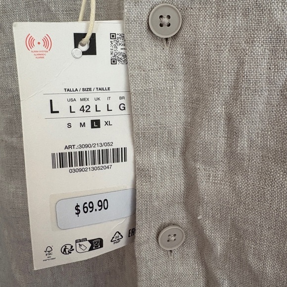 Zara Men’s 100% Linen Relaxed Fit Beige Shirt 🤎 - Picture 10 of 12